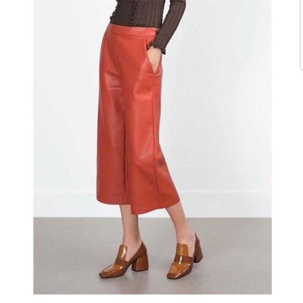 ZARA faux-leather culottes